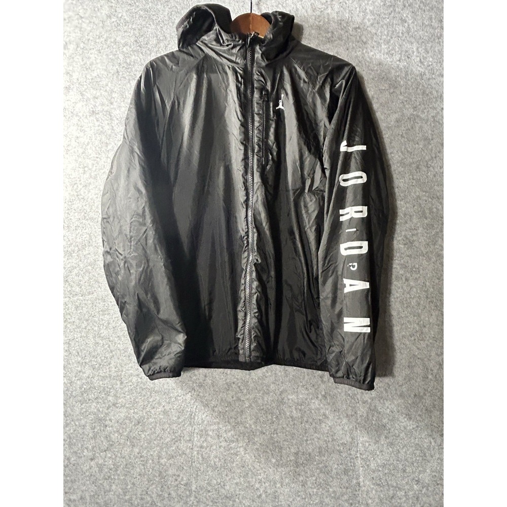 Jordan Youth XL Men's XS Fleece Lined Windbreaker Jacket Black Jumpman